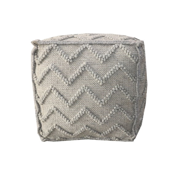 Garnet 18" Square Comfort Farmhouse Fabric Pouf in Stunning Stone