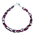 thumbnail image 1 of Garnet 5x7mm Rectangle Shape Faceted Cut Beads 7 inch Silver Plated Clasp Bracelet for men, women, unisex. Link Chain Stacking Bracelet.|LINK_03064, 1 of 4