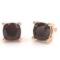 thumbnail image 1 of Garnet 6mm Cushion Stud Earrings in 14k Rose Gold, 1 of 4