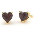 thumbnail image 1 of Garnet 6mm Heart Stud Earrings in 14k Yellow Gold, 1 of 4