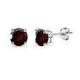 thumbnail image 1 of Garnet 6mm Round-Cut Solitaire Sterling Silver Stud Earrings, 1 of 3