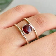 PRITY JEWELLERS Garnet 925 Sterling Silver Band& Statement Ring Handmade ring All Sizes Available