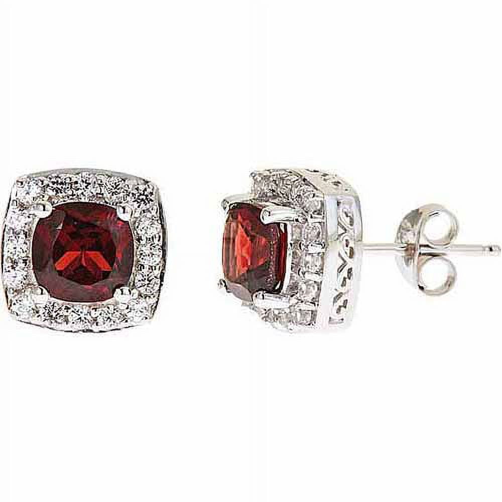 Garnet And Created White Sapphire Sterli