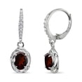 thumbnail image 1 of Garnet & CZ 7x5mm Oval Love Knot Sterling Silver Leverback Dangle Earrings, 1 of 3