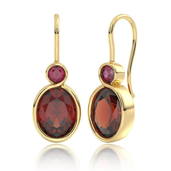 Garnet Drop Earrings | 14K Gold Plated Bezel Set Gemstone Dangles | January Birthstone Jewelry |Talula