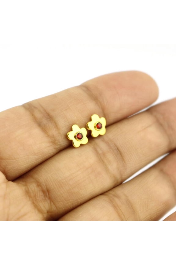Garnet Flower Stud Earrings 925 Sterling Silver January Birthstone Jewelry For Women