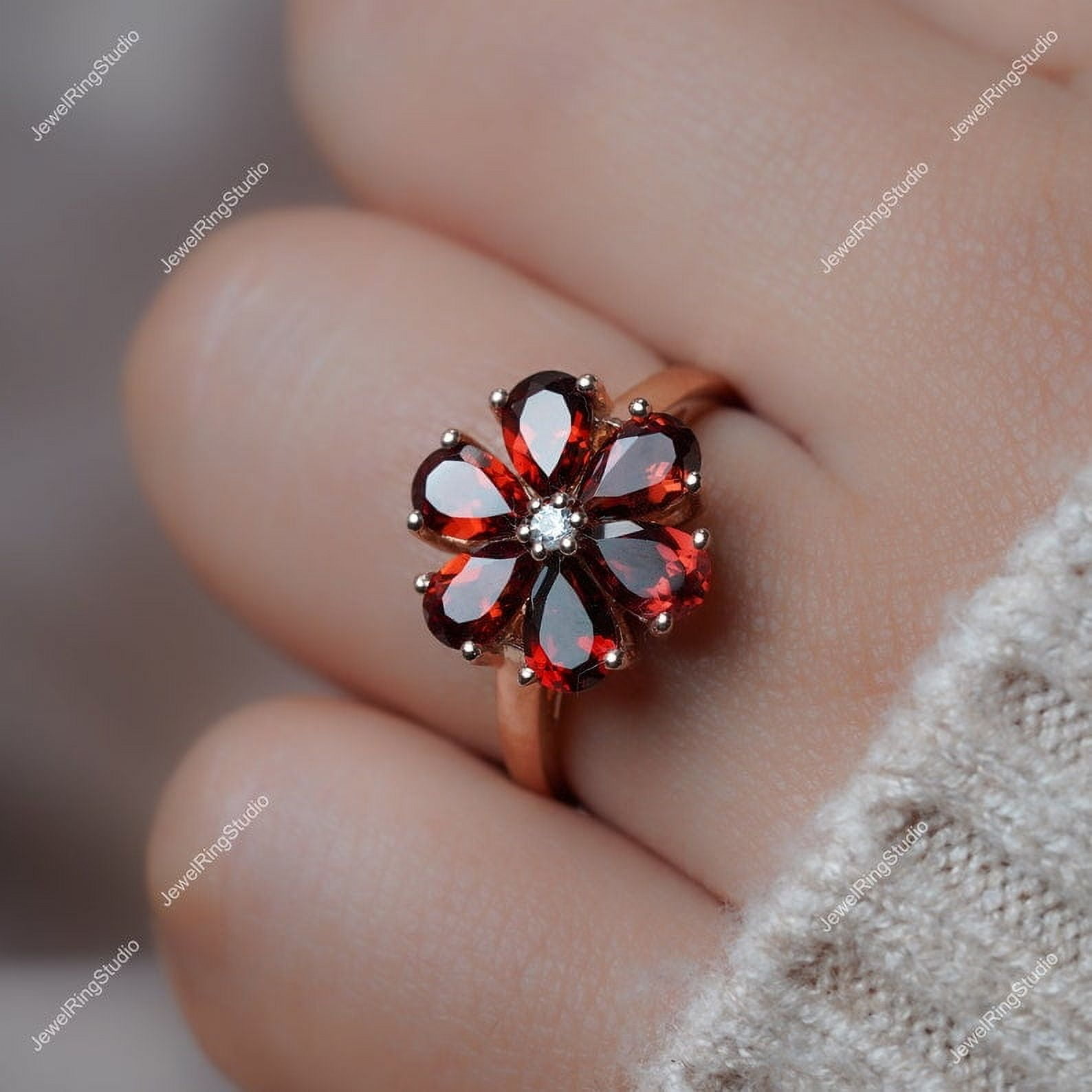 Garnet Gemstone Gold Ring Engagement Women Ring January Birthstone Ring For Women Jewelry Anniversary Gift