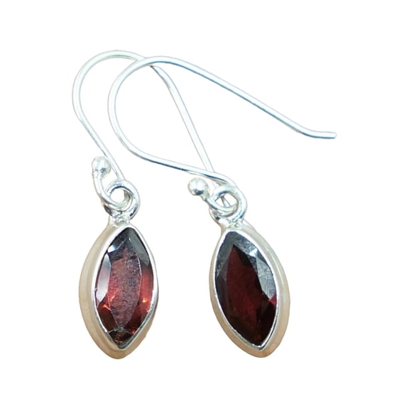 Garnet Gemstone Pure 925 Sterling Silver Handmade Dangle Red Stone Earrings Wedding Gift Jewelry For Her