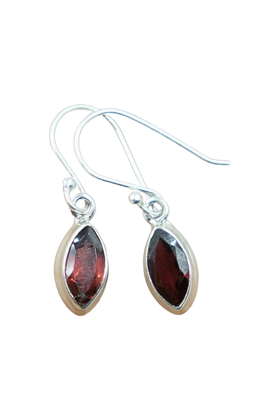 Garnet Gemstone Pure 925 Sterling Silver Handmade Dangle Red Stone Earrings Wedding Gift Jewelry For Her