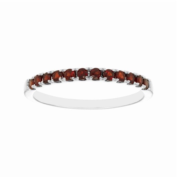Garnet Gemstone Ring, 925 Sterling Silver 0.26 Ctw Red Garnet Gemstone Stackable Wedding Ring, Women Engagement Eternity Ring, Gift For Her