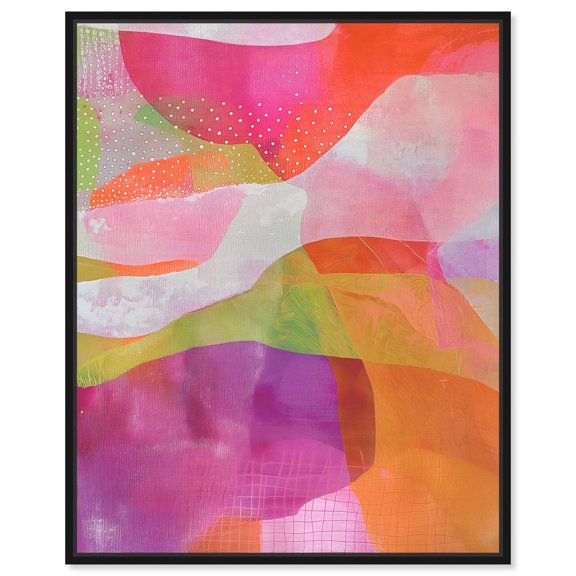 Garnet Gleam I Canvas Neon Abstract by Art Remedy, Black Frame, 20 x 24