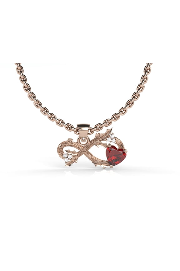 Garnet Heart Infinity Pendant,Poinsettia Christmas Silver Necklace,Tree Branch Pendant|January Birthstone,Birthday,Anniversary,Christmas Gift,Renaissance faire necklace|Forest,Christmas Necklace