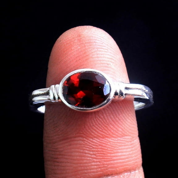 Garnet January Birthstone Ring 100% 925 Sterling Silver Statement Jewelry Women Ring Handmade Ring