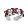 thumbnail image 1 of Garnet Marquise Flower Ring, 1 of 9
