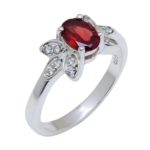 Garnet Natural Gemstones Handmade Rings Silver Paletd Rings