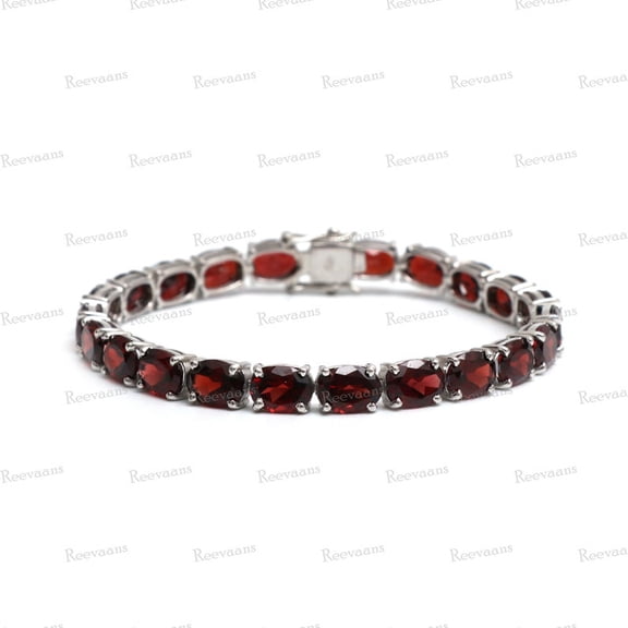 Garnet Oval Gemstone Bracelet,Silver,Gold plated,wedding Anniversary Gift For women man