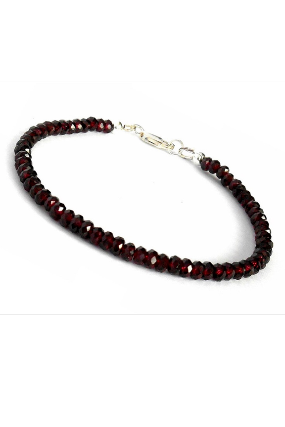 Garnet Quartz 3.5mm Rondelle Shape Faceted Cut Beads 7 inch Adjustable Silver Plated Clasp Bracelet for men, women, unisex. Link Chain Stacking Bracelet.|LINK_03349
