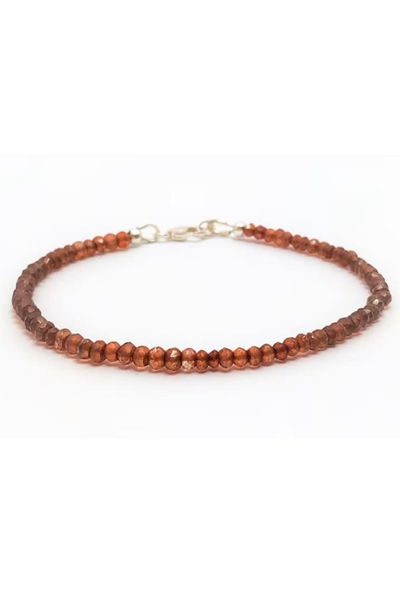 Garnet Quartz 3mm Rondelle Shape Faceted Cut Beads 7 inch Adjustable Silver Plated Clasp Bracelet for men, women, unisex. Link Chain Stacking Bracelet.|LINK_03350