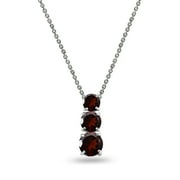 DESIGNS BY FMC Garnet Round 3-Stone Journey Sterling Silver Slide Pendant Necklace