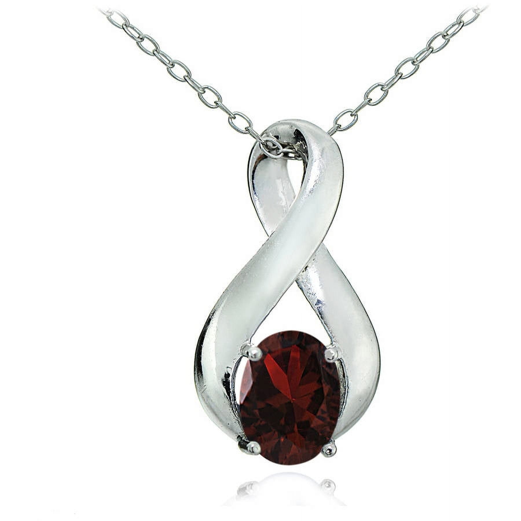 Garnet Sterling Silver Polished Infinity Necklace