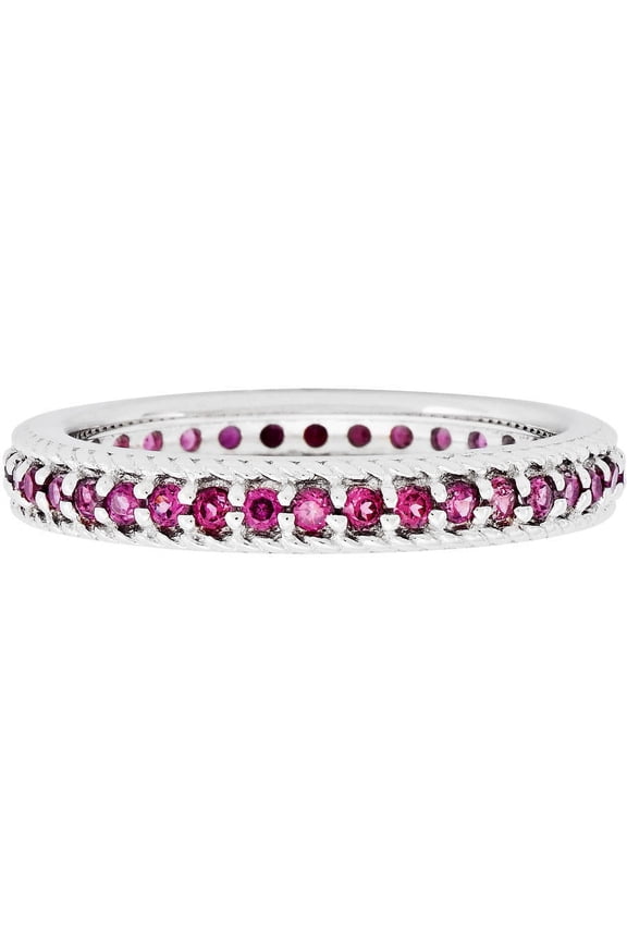 Garnet Sterling Silver Polished Rhodolite Eternity Ring