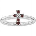 thumbnail image 1 of Garnet Sterling Silver Rhodium Cross Ring, 1 of 7