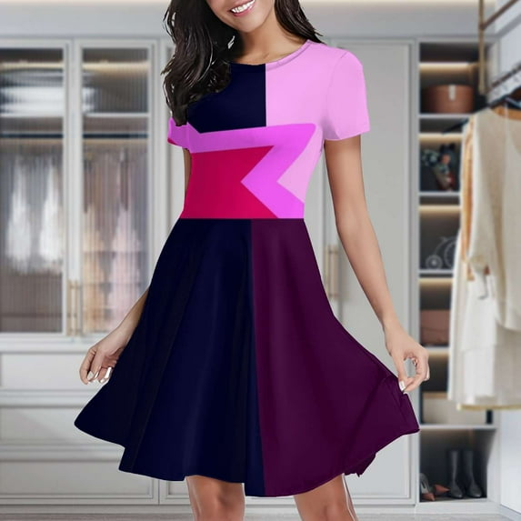 Garnet (Steven Universe) Women's Classic Swing Skater Dress Casual Work Party Cocktail Dresses