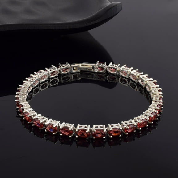 Garnet Tennis Bracelet-Oval
