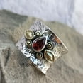 thumbnail image 1 of Garnet Texture Ring | 925 Sterling Silver Meditation Band | Handmade Anxiety Ring | Garnet Birthstone Jewelry | Fidget Worry Ring Gift, 1 of 10