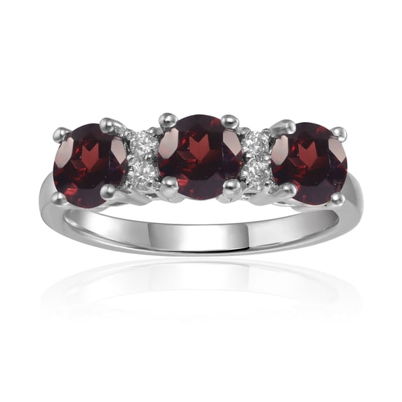 Garnet Three Stone Ring Silver