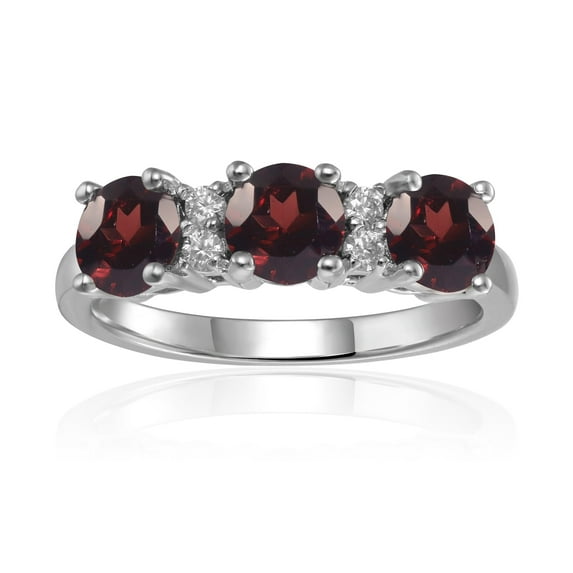Garnet Three Stone Ring