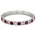 thumbnail image 1 of Garnet With Pink Spinel Round 2.50 MM Eternity 925 Sterling Silver Women Stacking Ring, 1 of 5