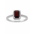 thumbnail image 1 of Garnet and CZ Sterling Silver Emerald-Cut Halo Ring, 1 of 4