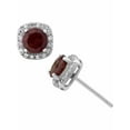 thumbnail image 1 of Garnet and White CZ Sterling Silver Round Halo 5mm Stud Earrings, 1 of 1