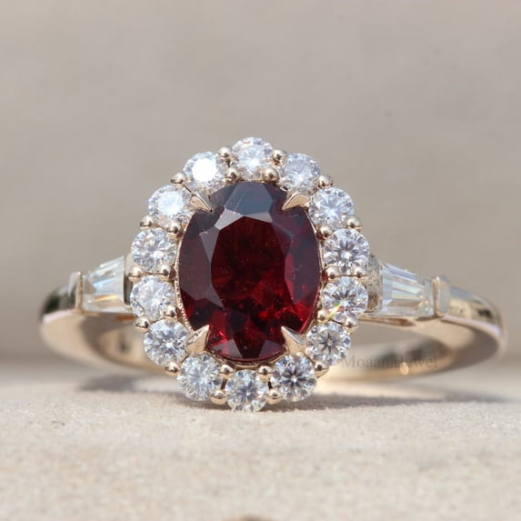 Garnet ring, cushion cut engagement ring, sterling silver, January birthstone, natural garnet