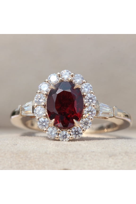 Garnet ring, cushion cut engagement ring, sterling silver, January birthstone, natural garnet