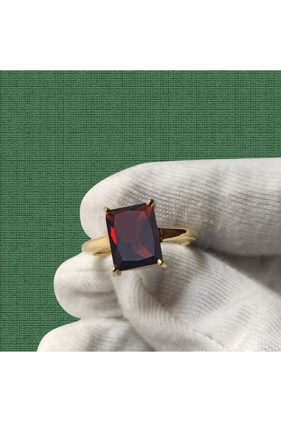 Garnet ring, cushion cut engagement ring, sterling silver, January birthstone, natural garnet