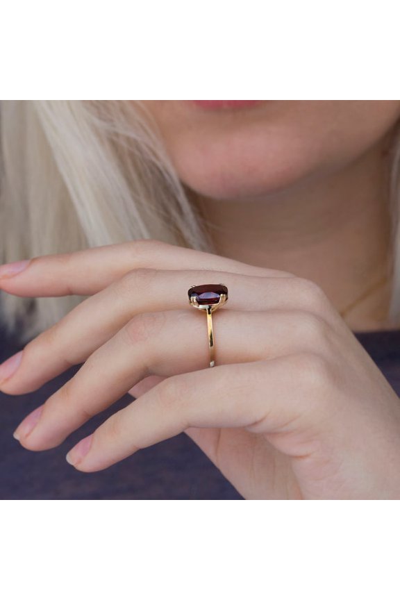 Garnet ring, cushion cut engagement ring, sterling silver, January birthstone, natural garnet