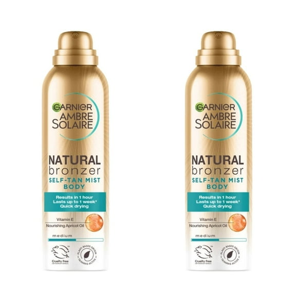 Garnier Ambre Solaire Natural Bronzer Self-tan Mist Body Spray , Medium 150ml 2 Pack