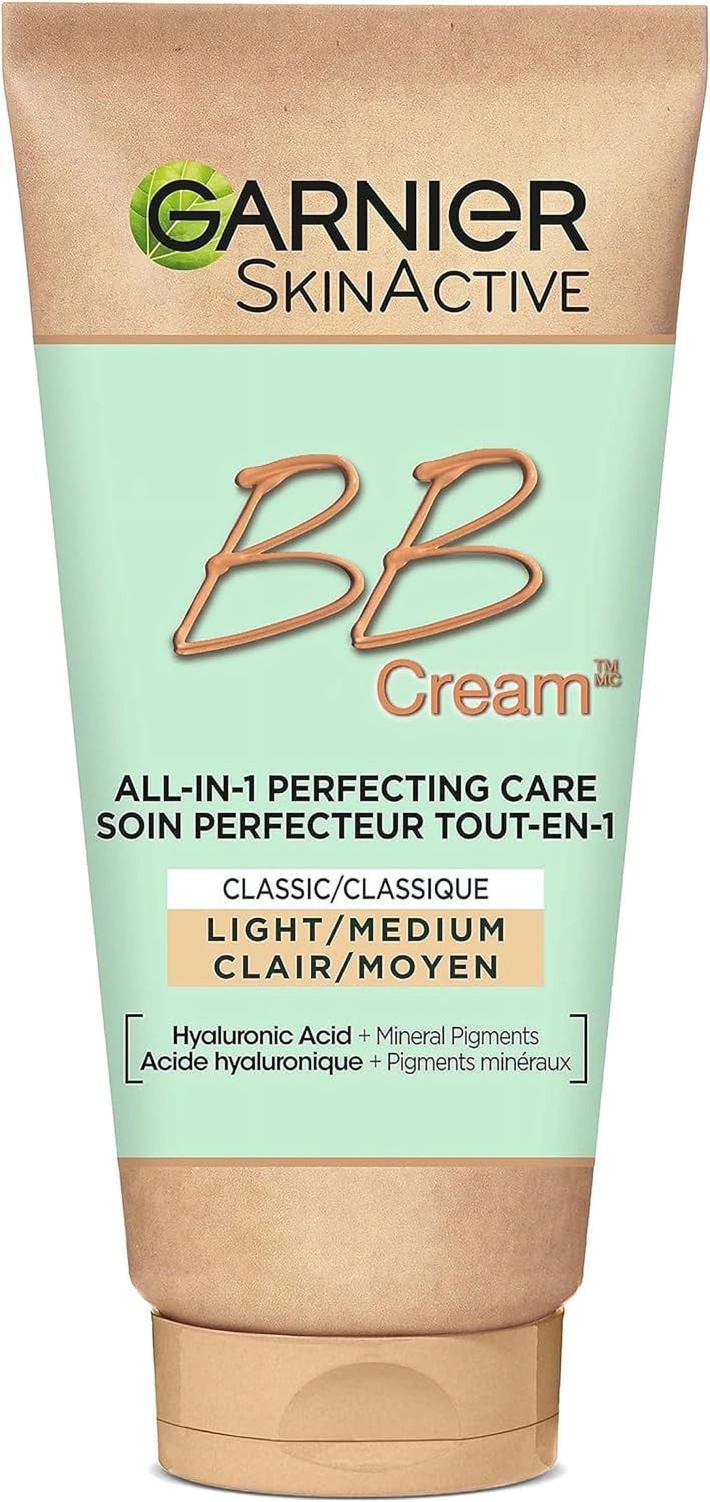 Garnier BB Cream Classic with Hyaluronic Acid + Aloe Vera, 5-in-1 Skin Perfector, SkinActive, Light/Medium - 50ml