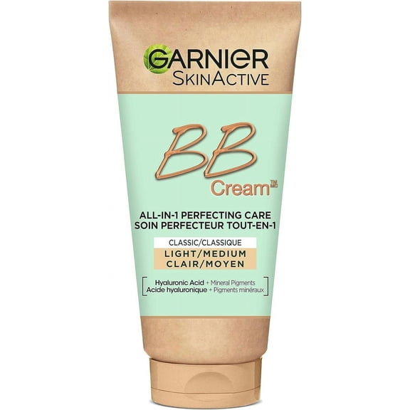 Garnier BB Cream Classic with Hyaluronic Acid + Aloe Vera, 5-in-1 Skin Perfector, SkinActive, Light/Medium - 50ml