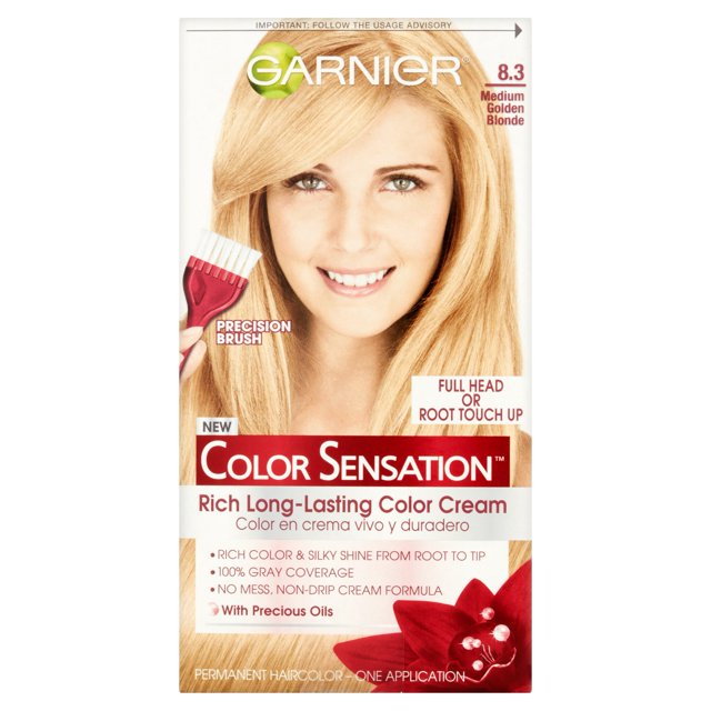 Garnier Color Sensation 8.3 Medium Golden Blonde Permanent Haircolor, one application