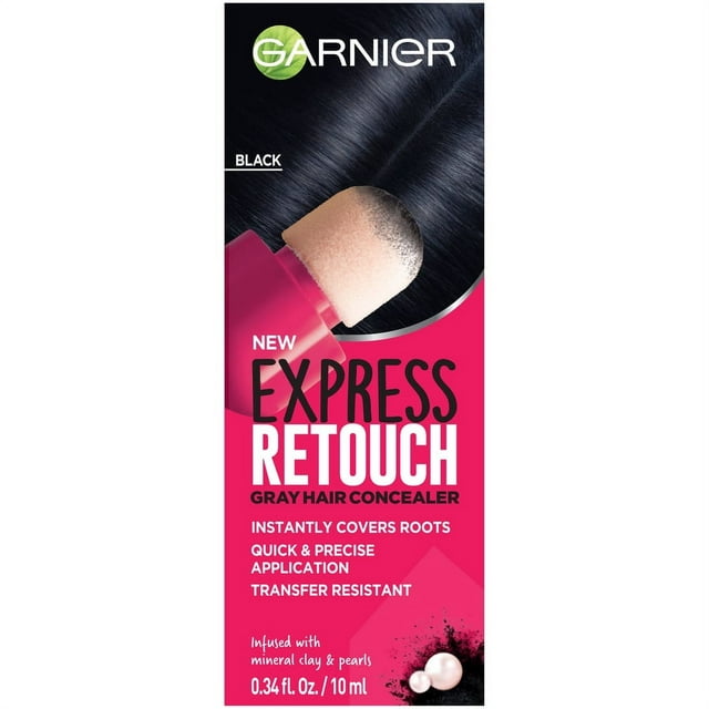 Garnier Express Retouch Gray Hair Concealer, Instant Coverage, Black, 0.34 fl oz