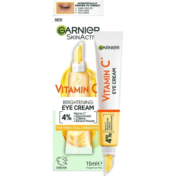 Garnier Eye Cream, With 4% Vitamin C, Brightening Eye Treatment For Dark Circles, Prevents Under Eye Bags And Puffiness, Vitamin C, 15ml