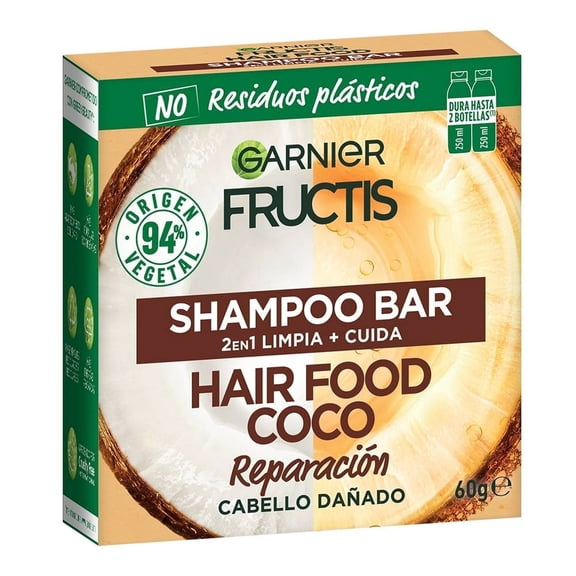 Garnier Fructis 2-in-1 Hair Food Shampoo Bar, Coco Reparation, 60g