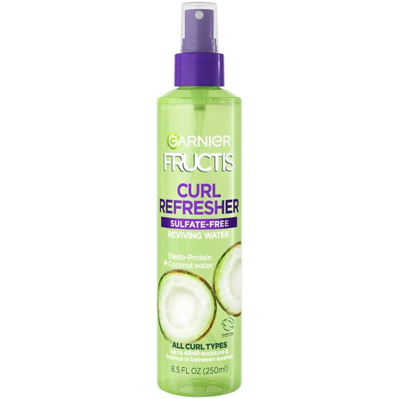 Garnier Fructis Curl Refresher Reviving Water Spray with Coconut Water for men and women, 8.5 fl oz