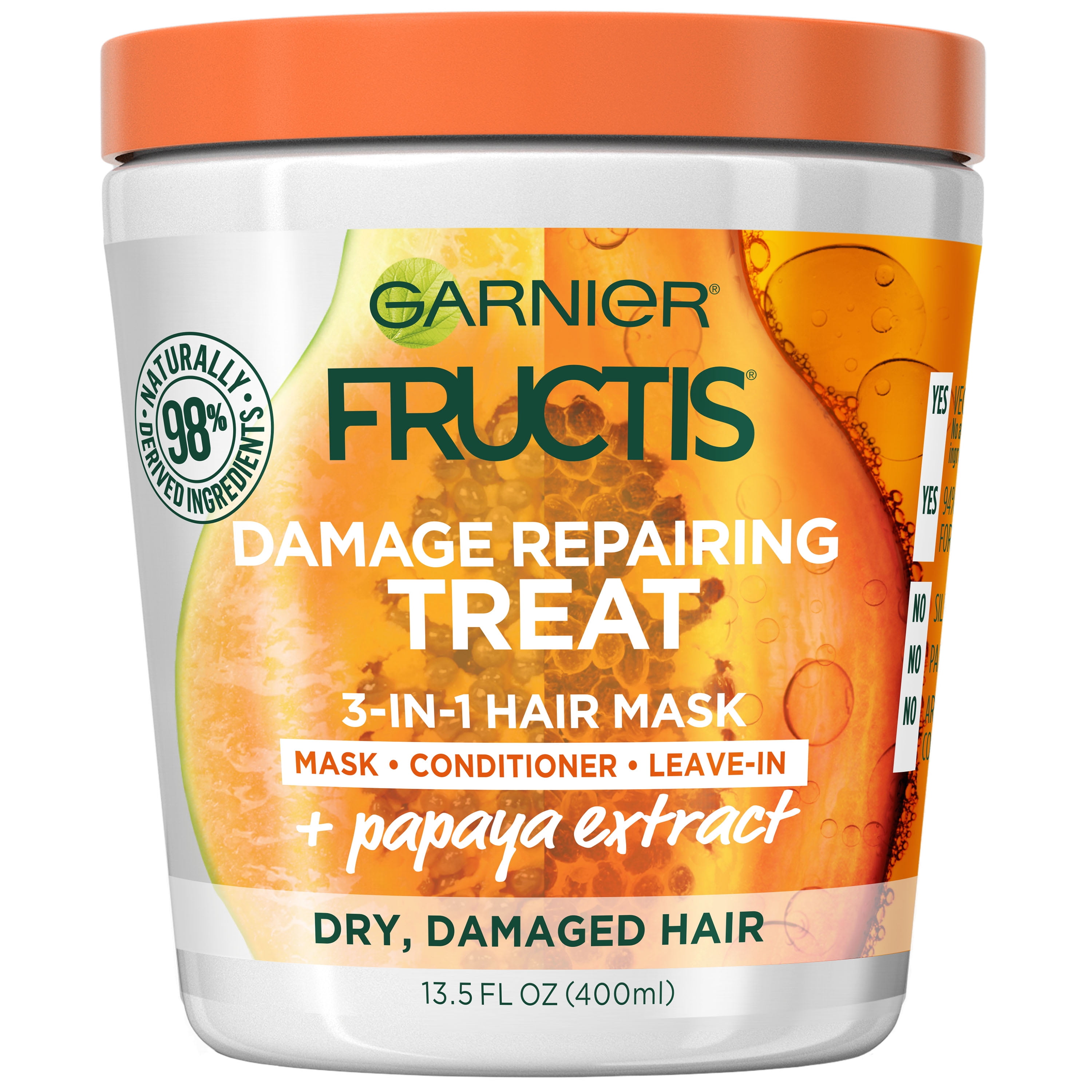 Garnier Fructis Damage Treat 3 in 1 Hair Mask with Papaya Extract, fl - Walmart.com