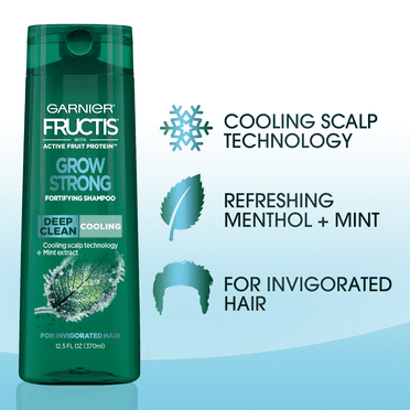 Garnier Fructis Grow Strong Fortifying Shampoo with Mint Extract, 12.5 fl oz