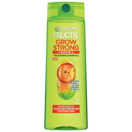 Garnier Fructis Grow Strong Thickening Shampoo with Biotin, All Hair Types, 12.5 fl oz