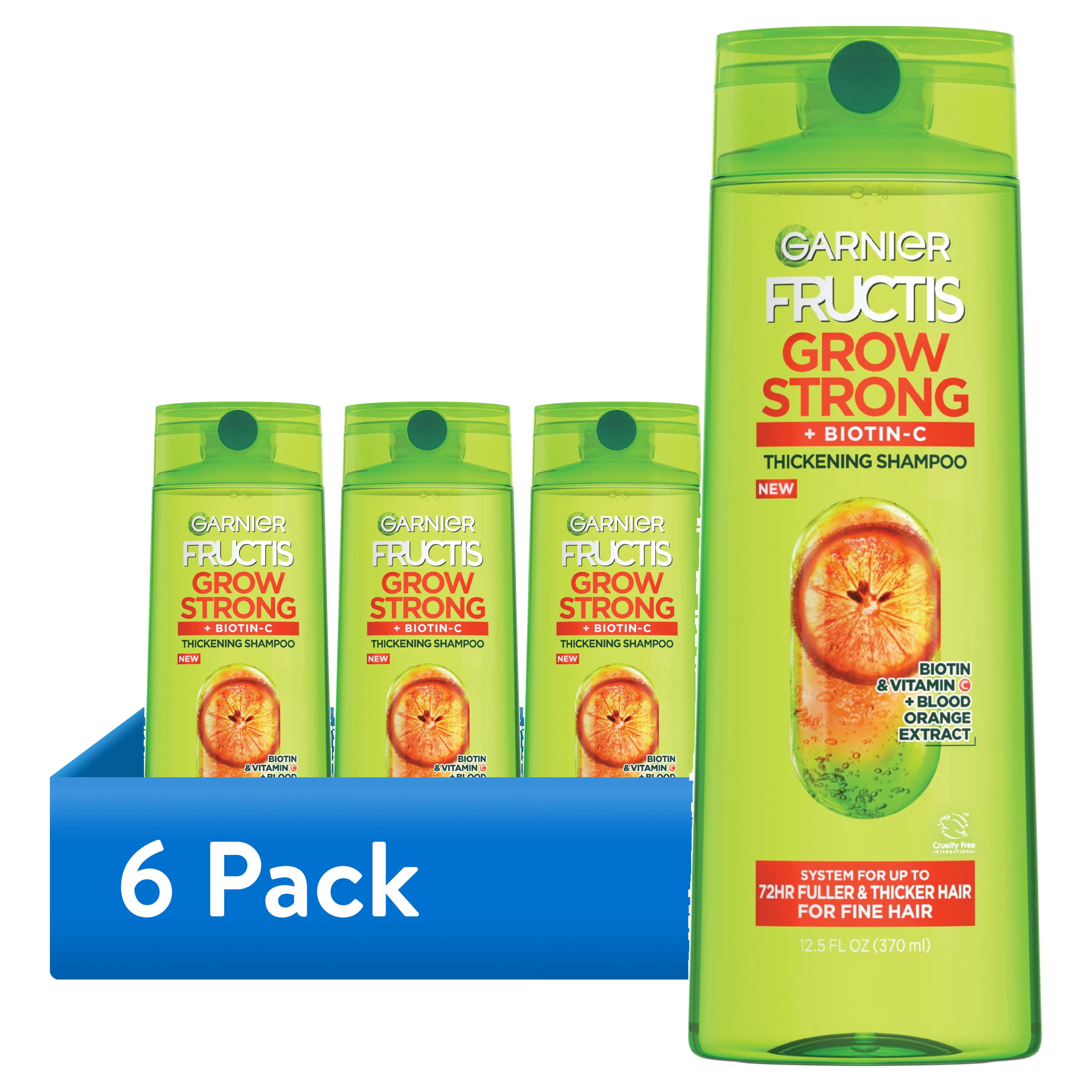 (6 pack) Garnier Fructis Grow Strong Thickening Shampoo with Biotin, All Hair Types, 12.5 fl oz